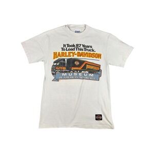 Vtg 1990 Harley Davidson Museum Truck T-Shirt Mens M Gray USA Made RK Stratman